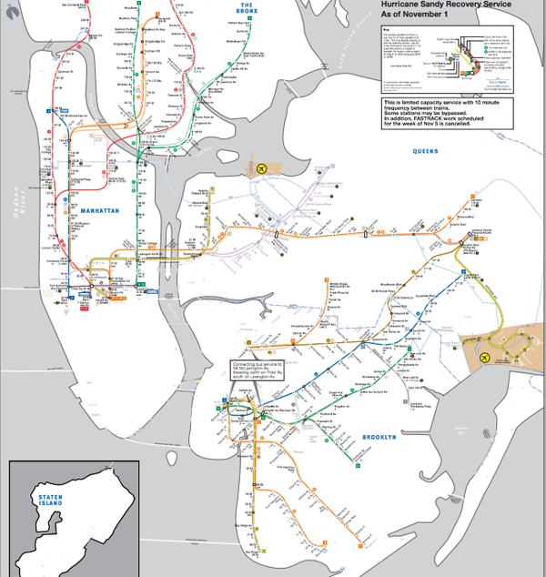 New York City Subway Map, Hurricane Sandy Hangover - Nyc Subway Map After Sandy Clipart (600x634), Png Download