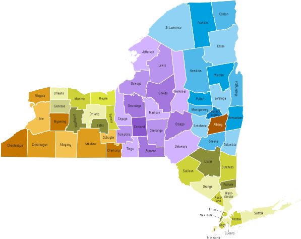 New York State - Comtés De L État De New York Clipart (652x525), Png Download