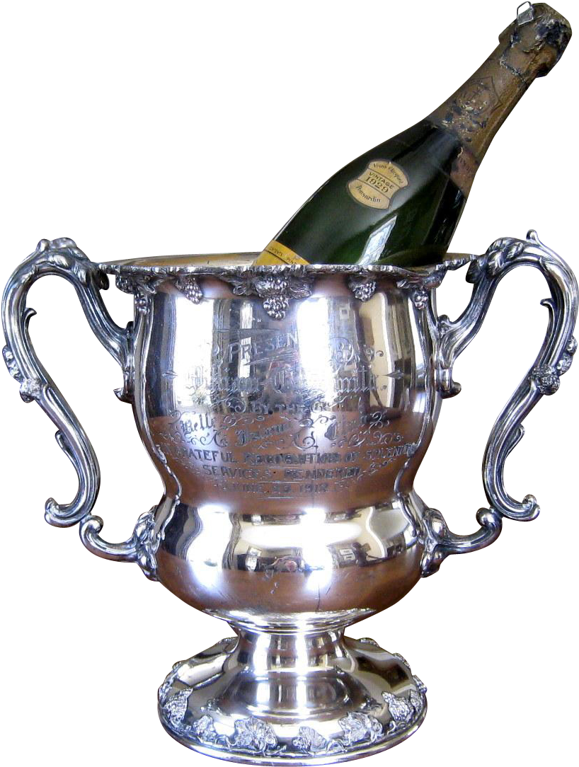 1912 Silver Plate Trophy Wine Cooler Antique Champagne - Champagne Clipart (1083x1083), Png Download