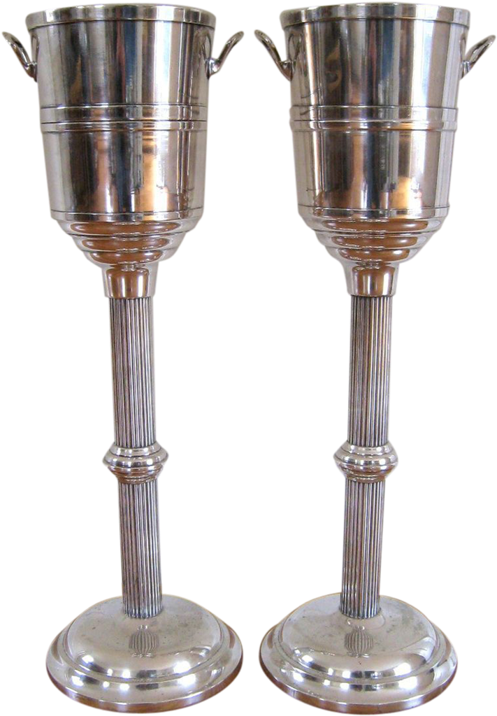 Pair Vintage Champagne Cooler On Stand C1940 Hotel - Champagne Stemware Clipart (1023x1023), Png Download