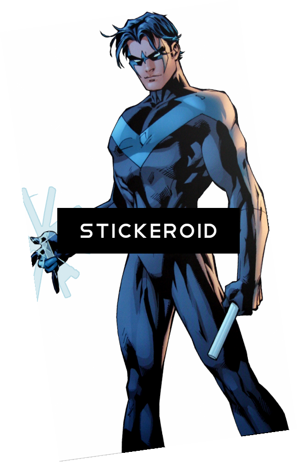 Top Grade Batman Young Justice Nightwing Cosplay Costume - Nightwing Transparent Clipart (586x911), Png Download