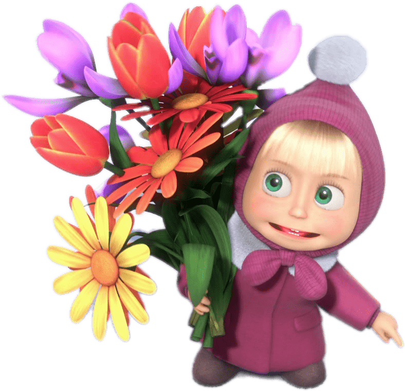 Download - Masha Y El Oso Flores Clipart (847x851), Png Download