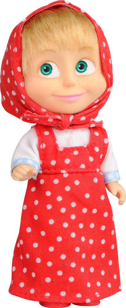Masha And The Bear Doll With Dress, Red Dotted Dress, - Маша И Медведь Красное Платье Clipart (412x1004), Png Download