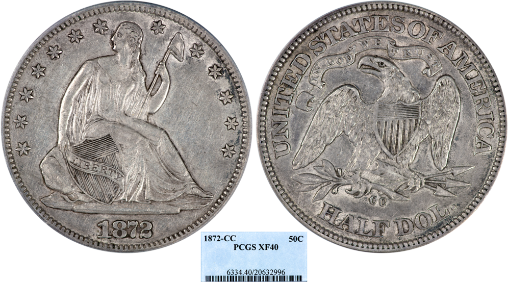 1872 Cc 50c Pcgs40 - Quarter Clipart (1000x563), Png Download