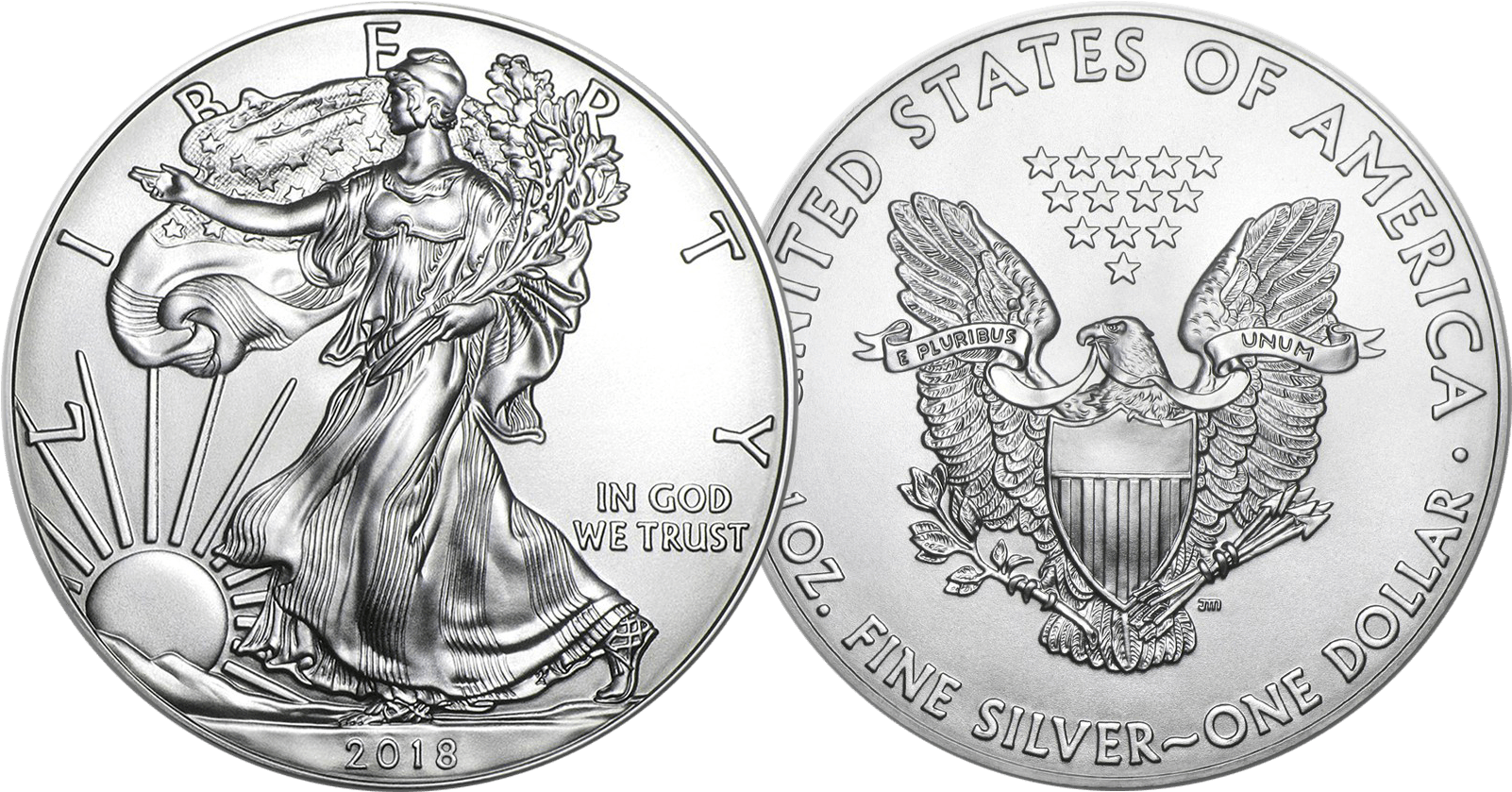 American Silver Eagle - 2019 American Silver Eagle Clipart (1640x880), Png Download
