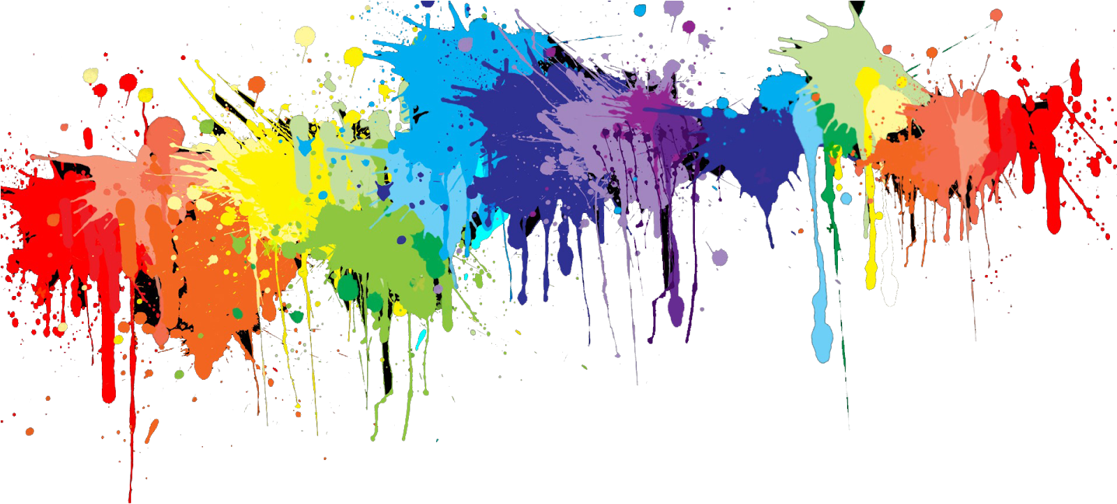 Rainbow Paint Splatter Transparent - Paint Splatter Png Clipart (1600x812), Png Download