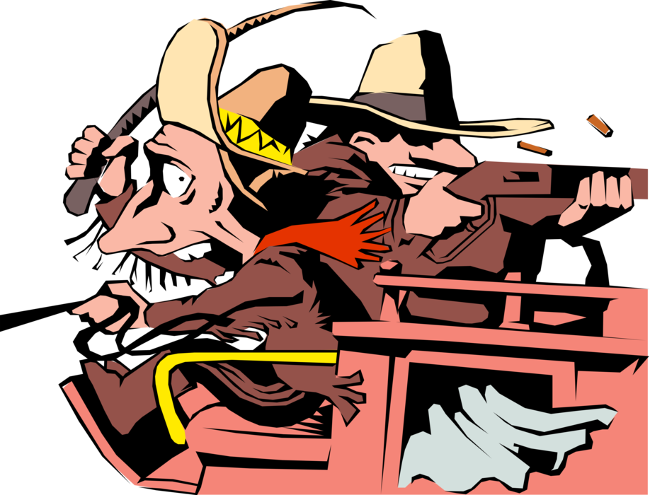 Vector Illustration Of Old West Stagecoach Motorist - Cartoon Clipart (918x700), Png Download