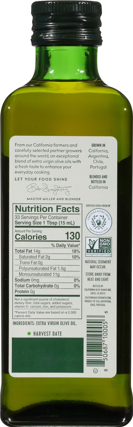 California Olive Ranch Everyday Extra Virgin Olive - Glass Bottle Clipart (1800x1800), Png Download