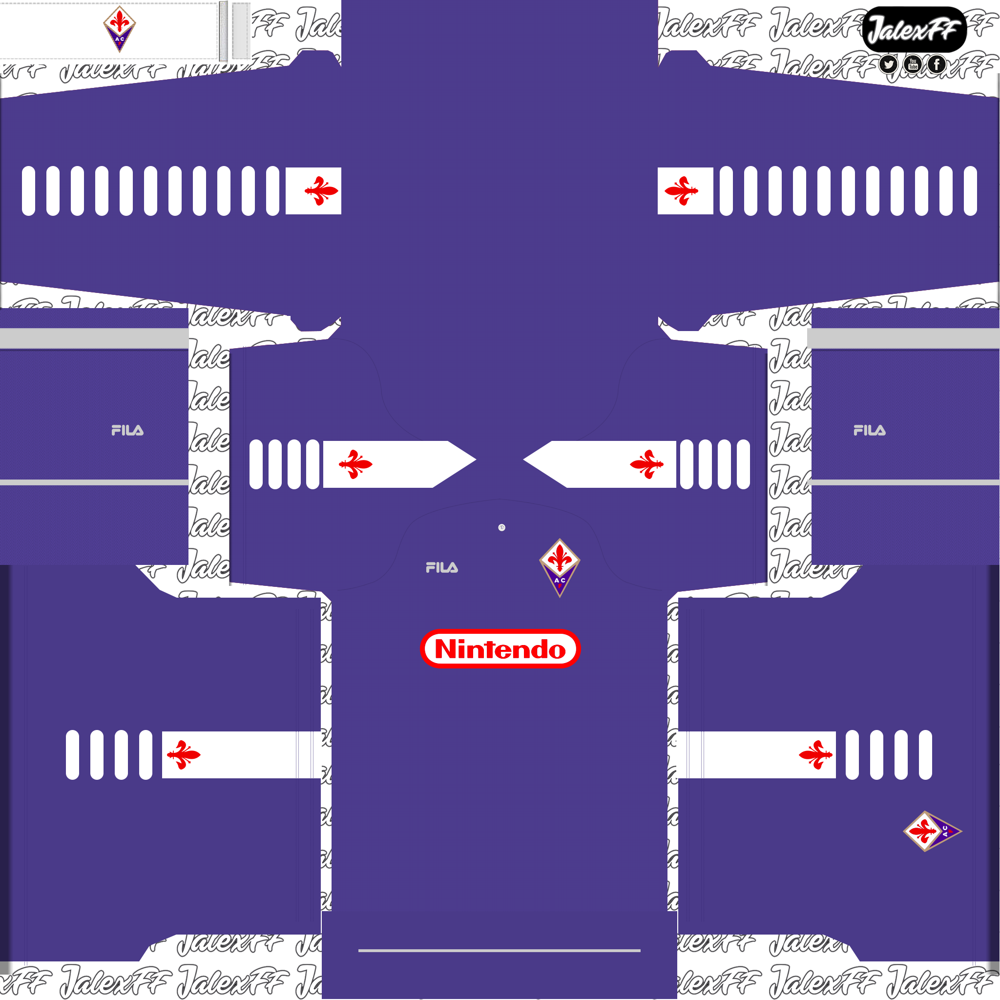 Acf Fiorentina 1998 Kits By Jalexff For Pes 2018 Pc - Fiorentina Pes Kit Classic Clipart (2048x2048), Png Download