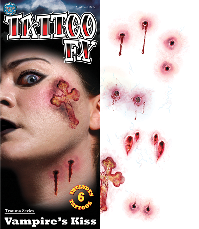 Vampire Kiss Temporary Tattoos Accessory - Tattoo Clipart (800x1268), Png Download