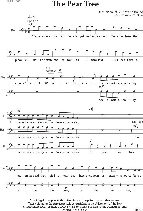 Click To Expand The Pear Tree Thumbnail - Sheet Music Clipart (672x984), Png Download