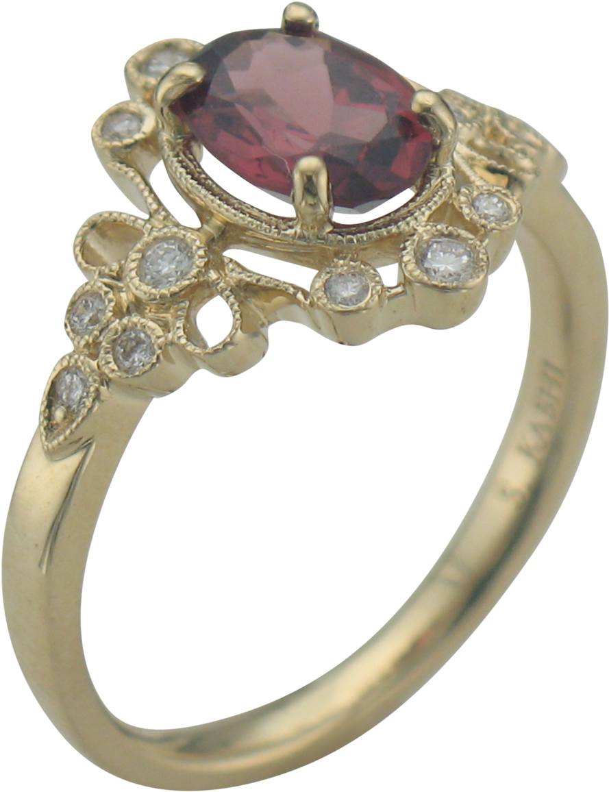 14k Yellow Gold Pink Sapphire And Diamond Ring Scottsdale Clipart (2500x1875), Png Download