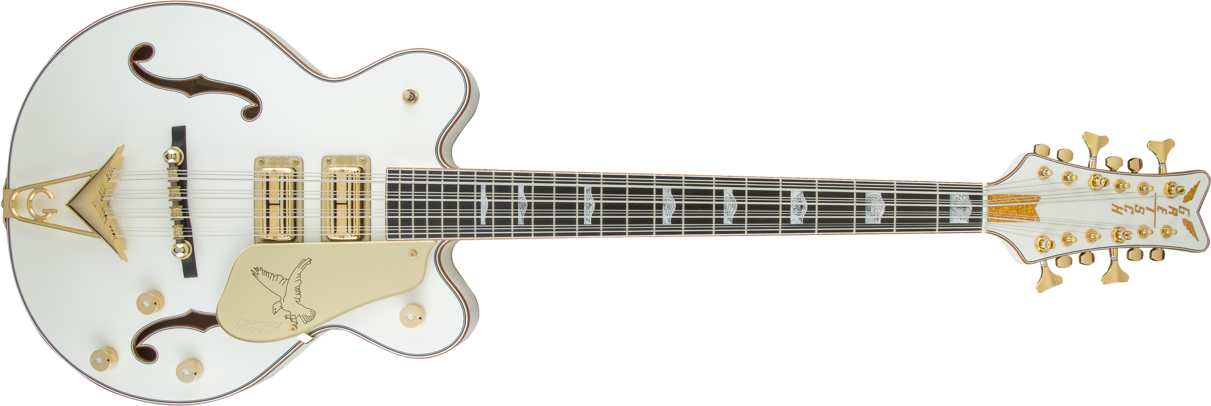 G6136b Tp12 Custom Shop Tom Petersson Signature White - Gretsch White Falcon 59 Clipart (2400x811), Png Download