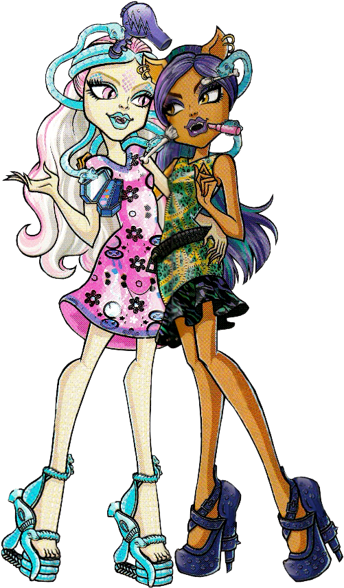 Viperine Gorgon And Clawdeen Wolf Scare Makeup - Monster High Clawdeen Scare And Makeup Clipart (510x875), Png Download