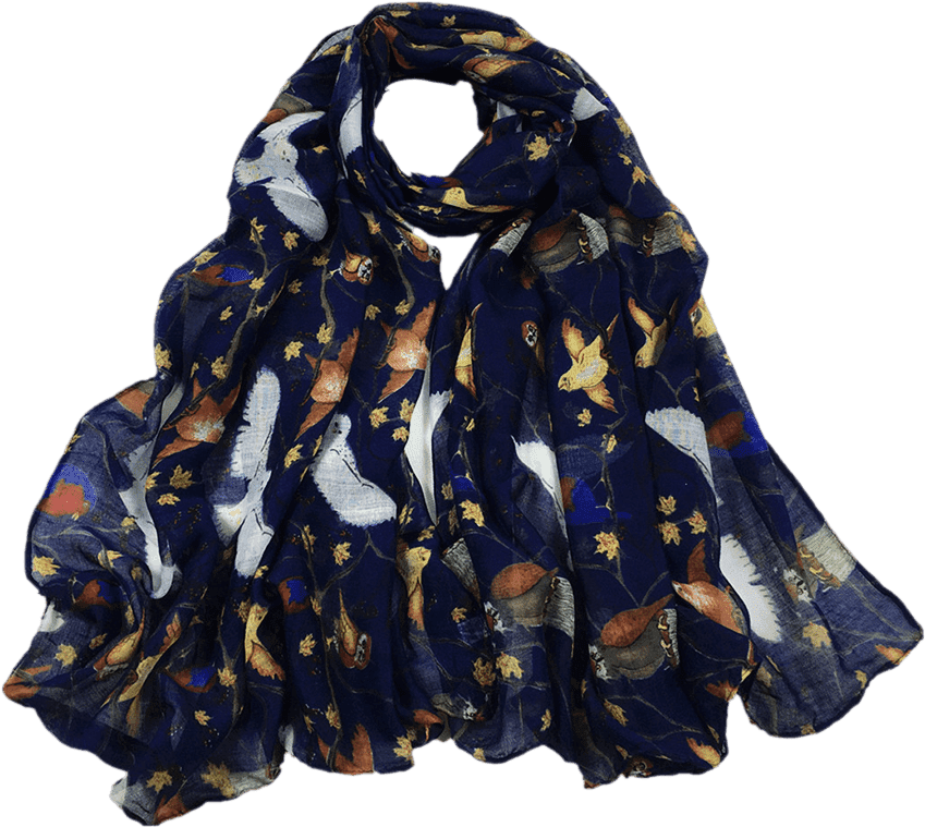 Wholesale Vintage Birds Printed Silky Long Scarf ,we - Blouse Clipart (900x1197), Png Download