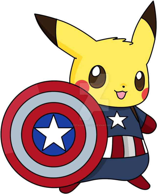 Captain America Clipart Team Captain - Pikachu Captain America Shirt - Png Download (786x1017), Png Download