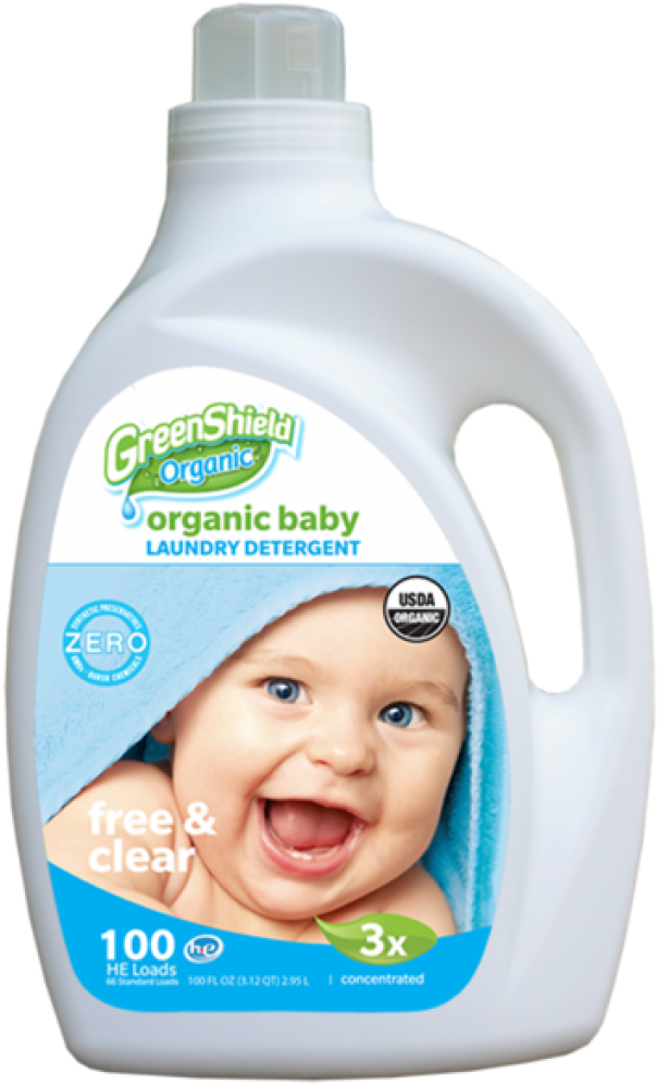 Greenshield Organic Baby Laundry Detergent Baby Powder - Plastic Bottle Clipart (1024x1024), Png Download