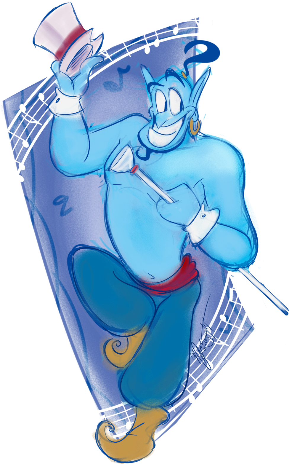 Princess Jasmine Fan Art - Genie Aladdin Fan Art Clipart (1030x1600), Png Download