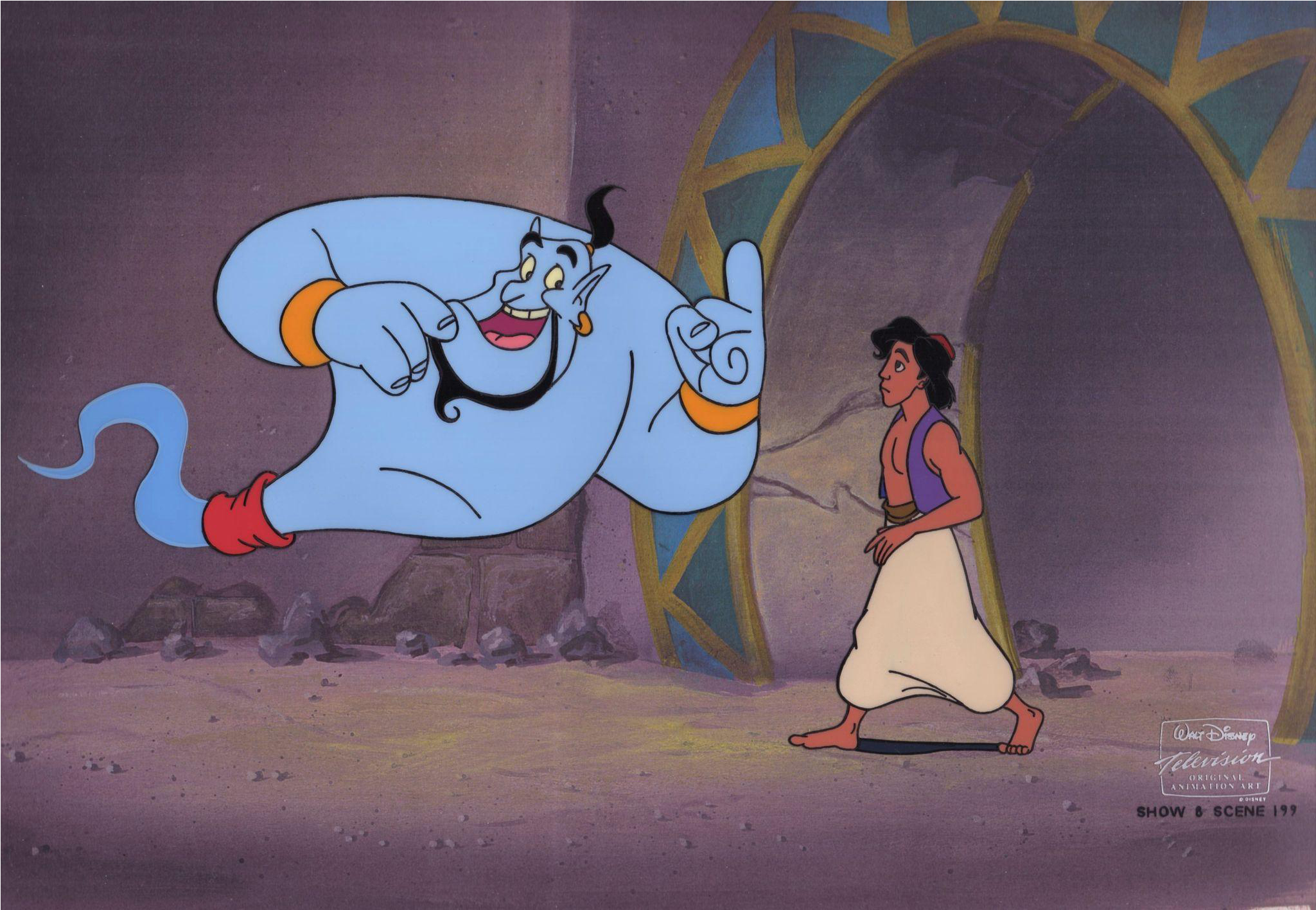 Download Aladdin & Genie, Original Production Animation Cel - Aladdin