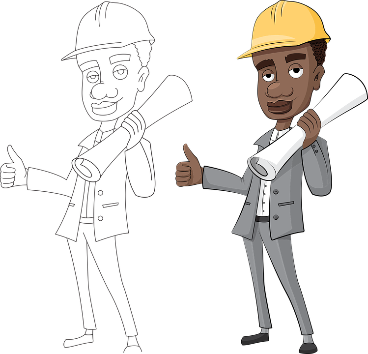 Architect Man Construction Engineer Architecture - Architect Person Easy Drawing Clipart (749x720), Png Download