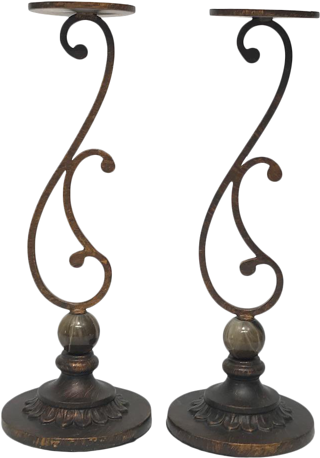 Metal & Marble Pillar Candle Holders - Sofa Tables Clipart (711x1018), Png Download