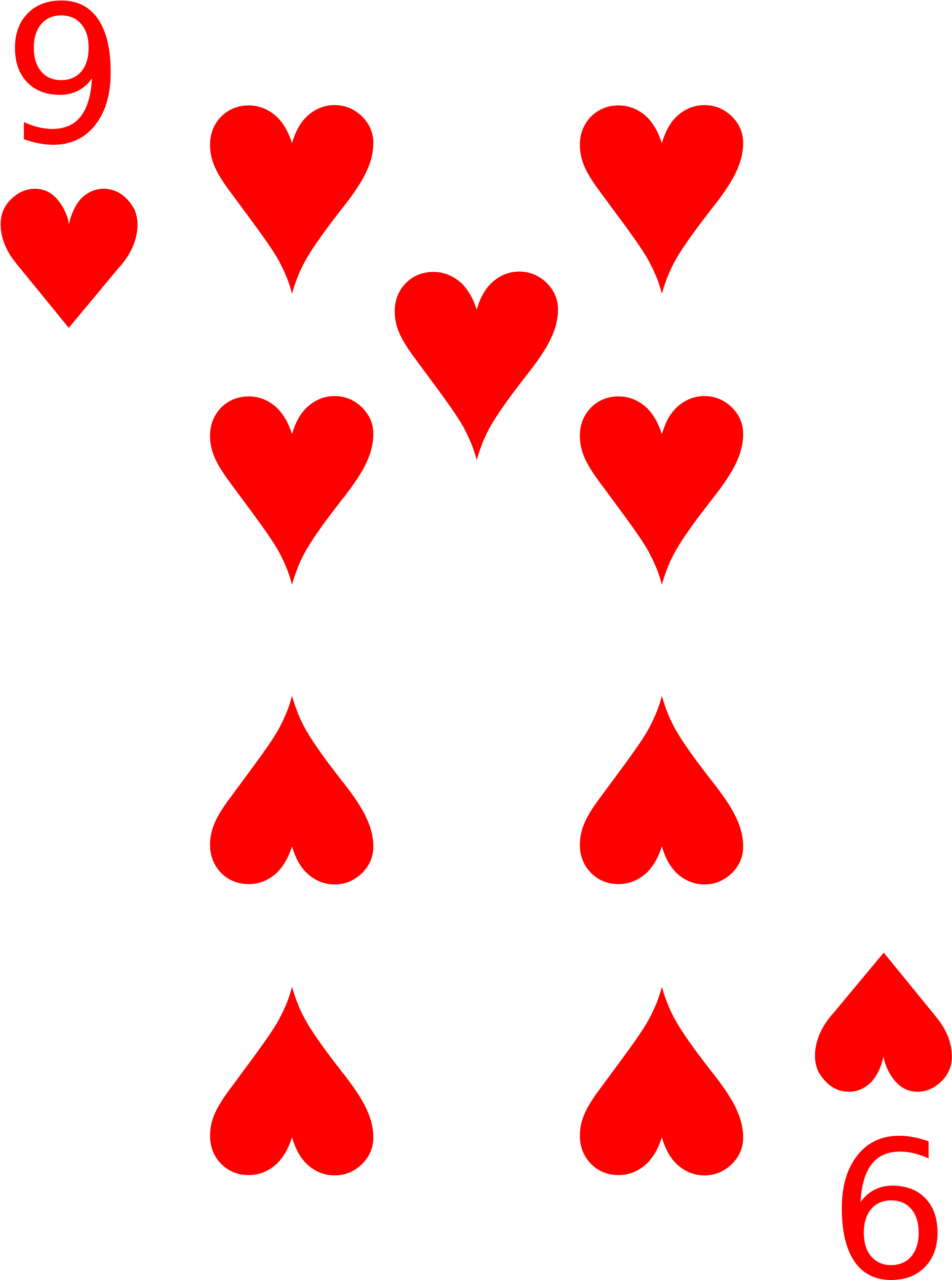 Playing Card Heart Png - Playing Card 9 Hearts Clipart (2000x2801), Png Download