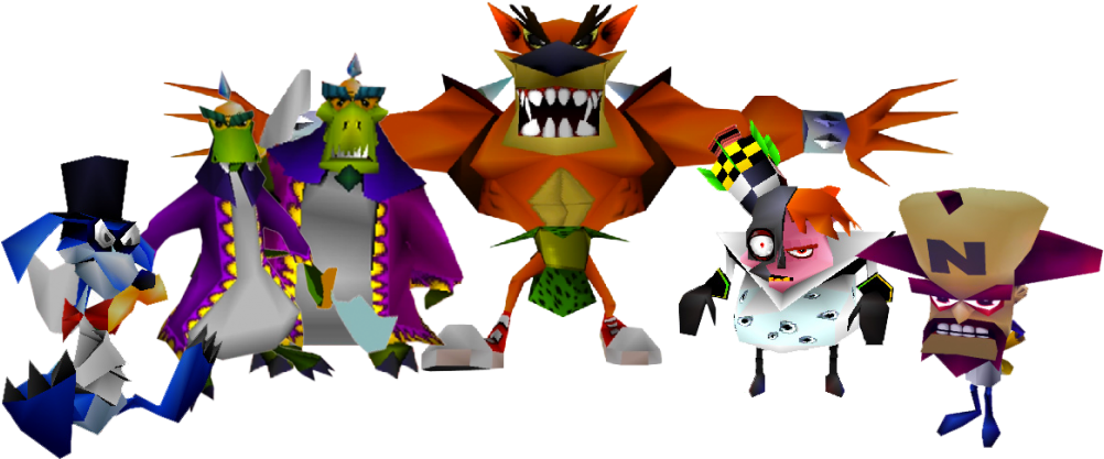 Crash 2's Cast Of Boisterous Baddies - Crash Bandicoot Boss Health Bar Clipart (1024x440), Png Download