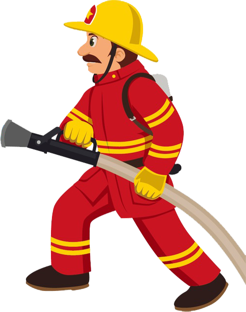 Firefighter Clipart Fire Control - Cartoon Firefighter - Png Download (502x637), Png Download
