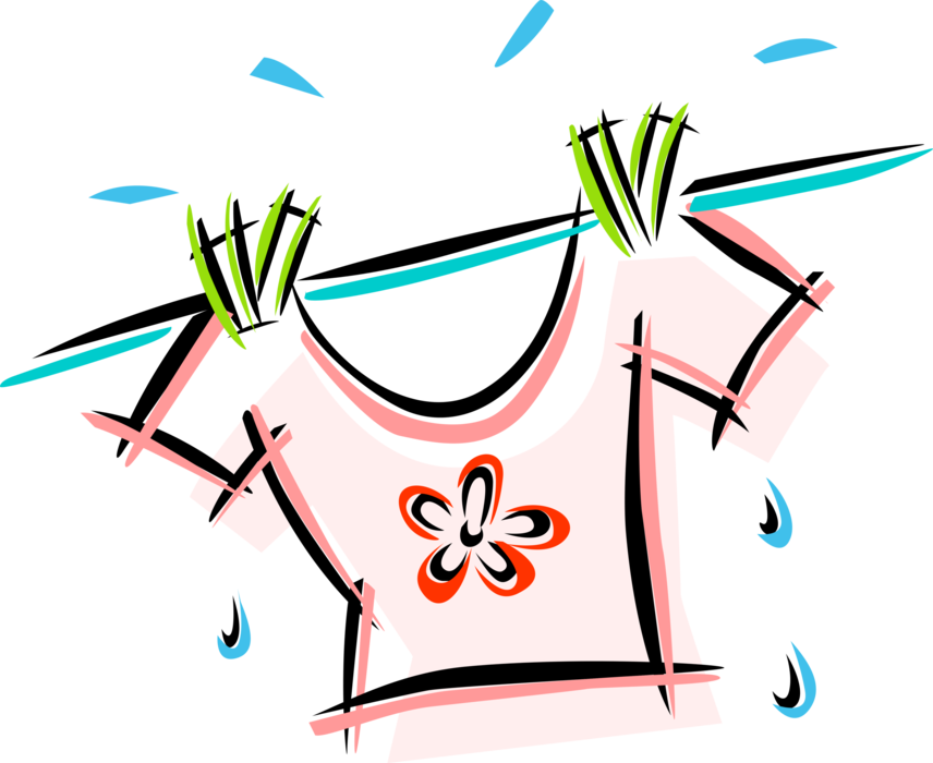 Vector Illustration Of Laundry Hanging On Clothesline Clipart (856x700), Png Download