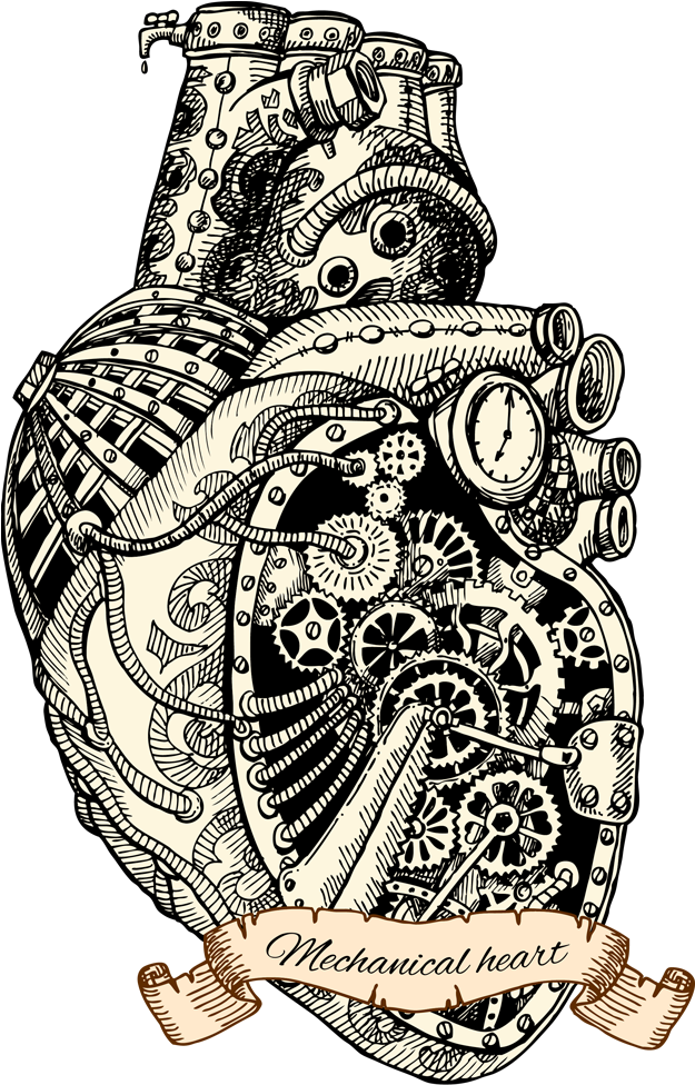 Steampunk Heart - Mechanical Hearts Clipart (1000x1000), Png Download