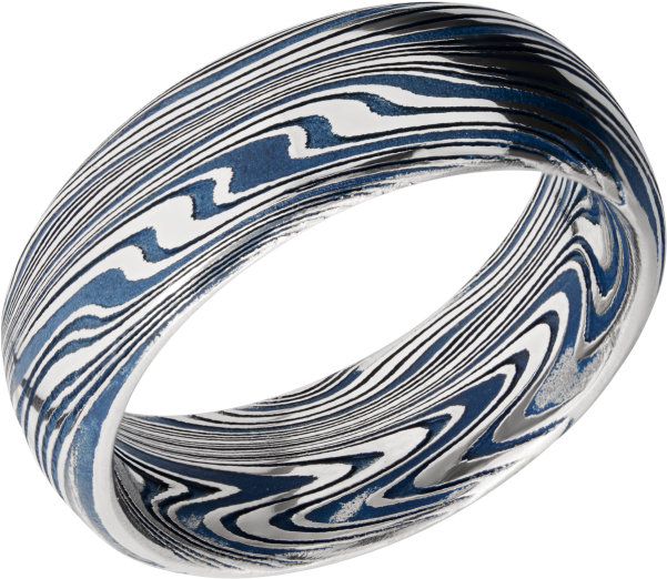 Marble Damascus Steel 8mm Band D8dbmarble Ridgewayblueall - Vase Clipart (600x600), Png Download