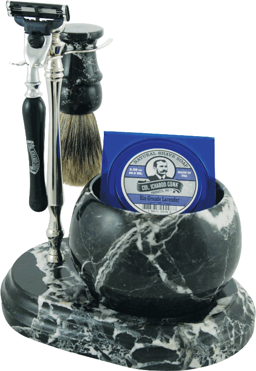 Colonel Conk Hand Crafted Marble Shave Set - Shave Brush Clipart (625x841), Png Download
