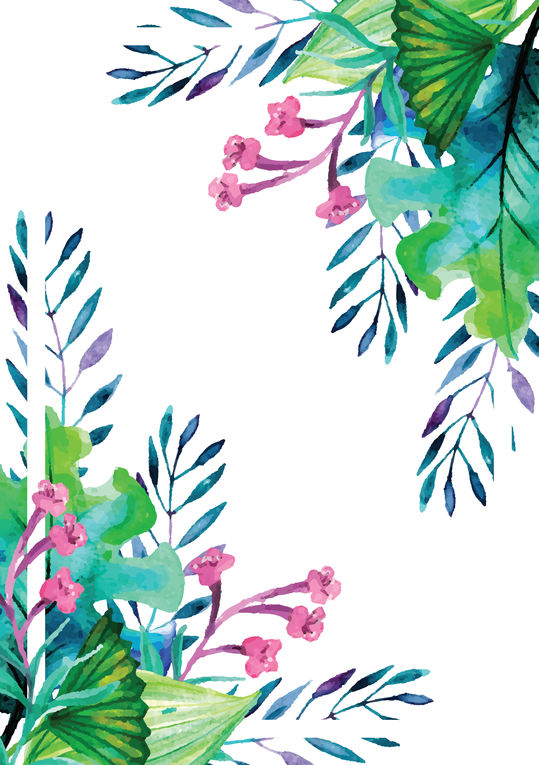 Euclidean Clip Art Plant Watercolor Hand Painted - Summer Watercolor Border - Png Download (1748x2480), Png Download