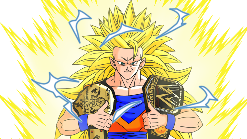 Wwe World Heavyweight Champion Goku Supersaiyajin3 - Goku Wwe Clipart (792x445), Png Download