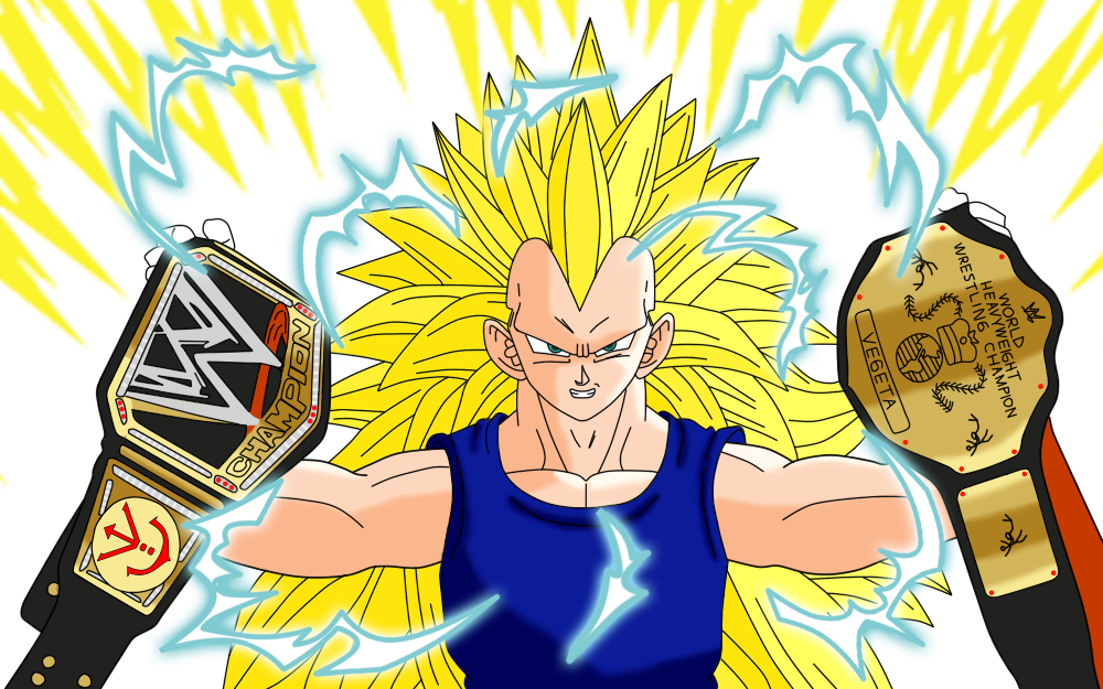 Wwe World Heavyweight Champion Vegeta Ssj3 By Gonzalossj3 - World Heavyweight Championship Cartoon Clipart (1000x625), Png Download