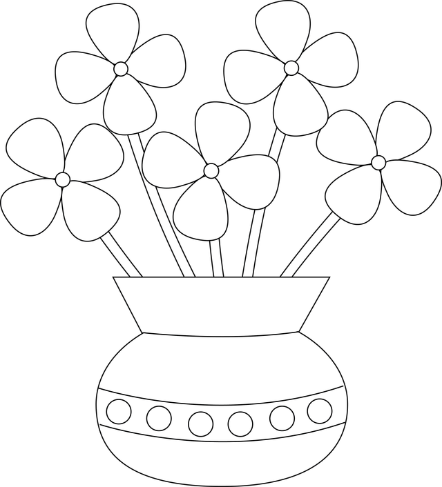 Cracked Drawing Jar - Easy Drawing Of Flower Vase Clipart (640x706), Png Download