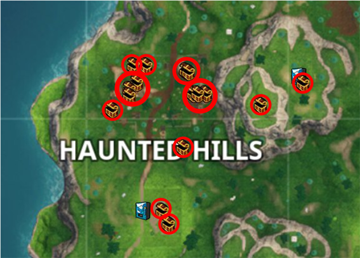 The First Area Can Bag You Two Chests That Are In The - Haunted Hills Fortnite Coffre Clipart (1280x720), Png Download