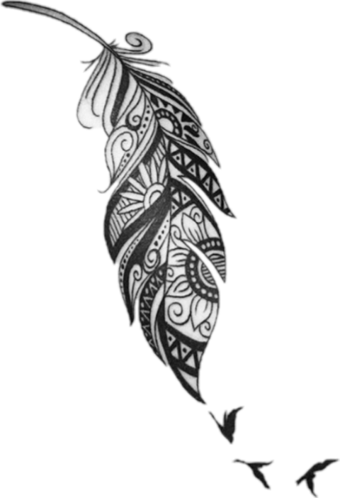 Feather Tattoo Designs On Leg Clipart (480x702), Png Download
