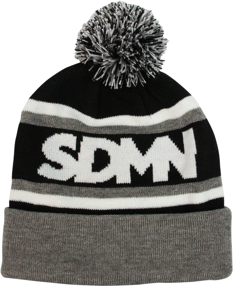 Sdmn Black & Grey Bobble Hat - Beanie Clipart (1024x1011), Png Download