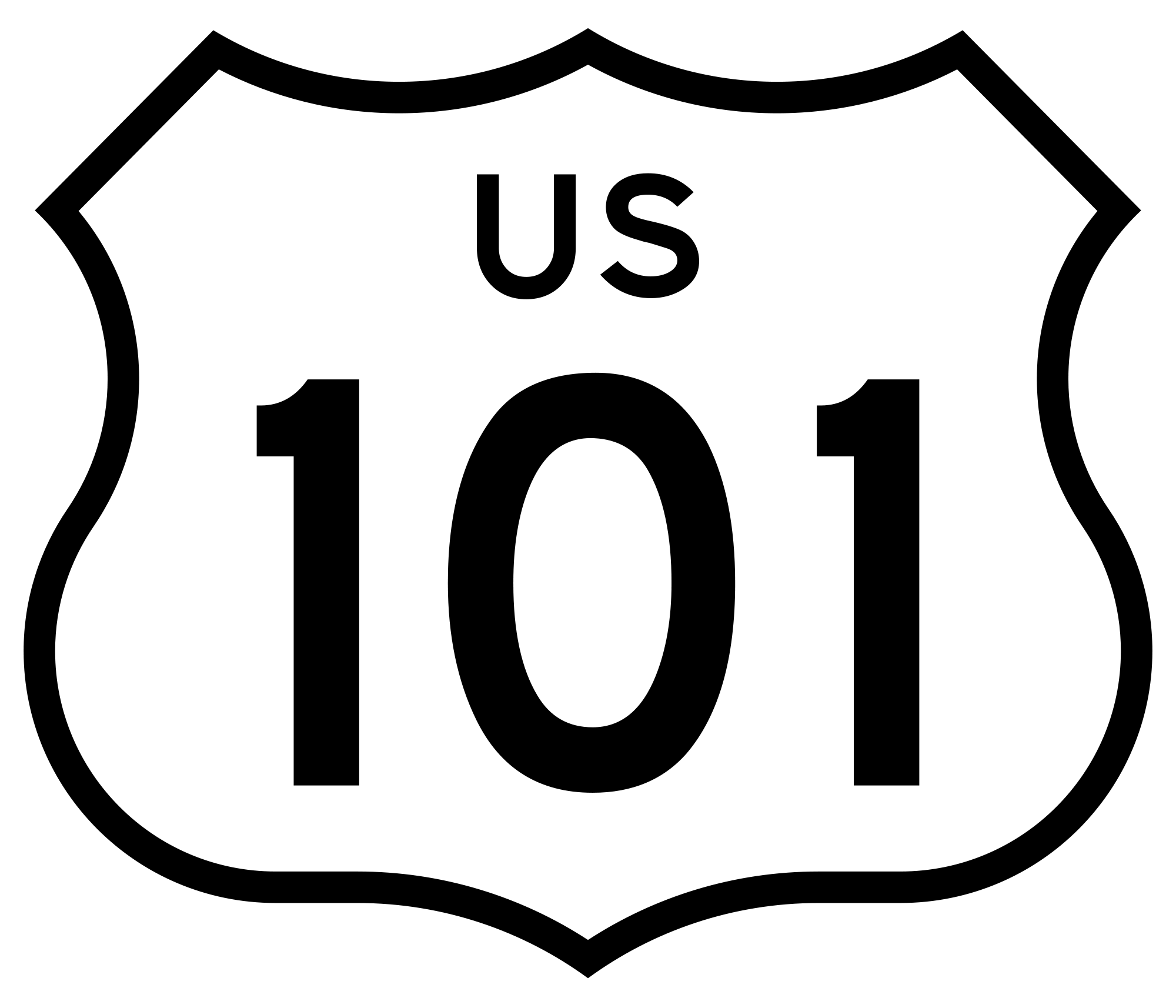 Us 101 - U.s. Route 101 In California Clipart (1195x1024), Png Download