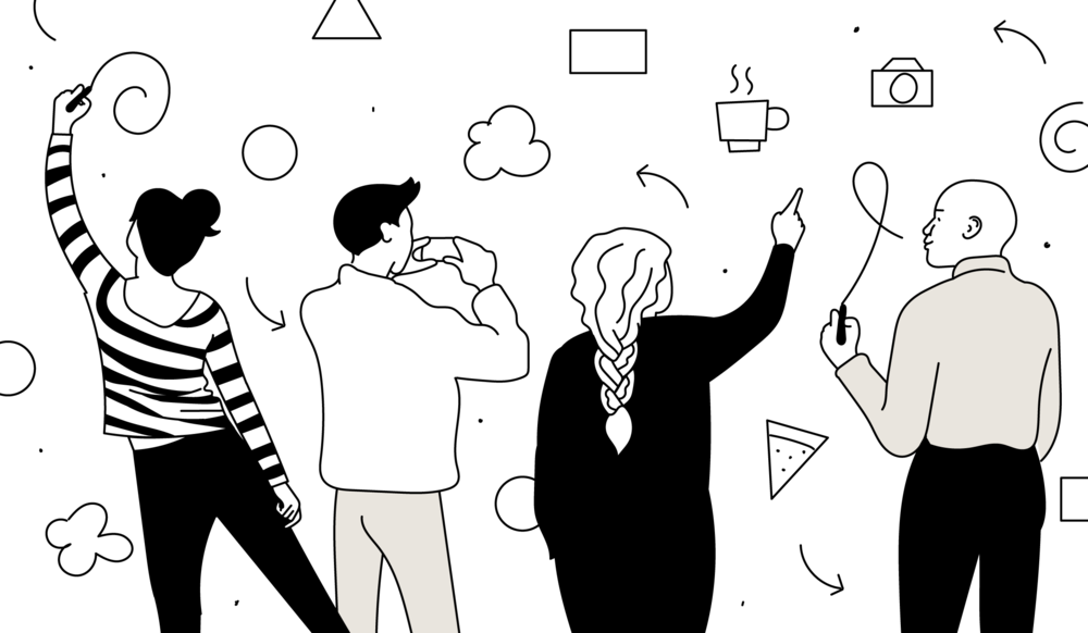 People Doodle Png - Thinking Doodle Clipart (1000x582), Png Download