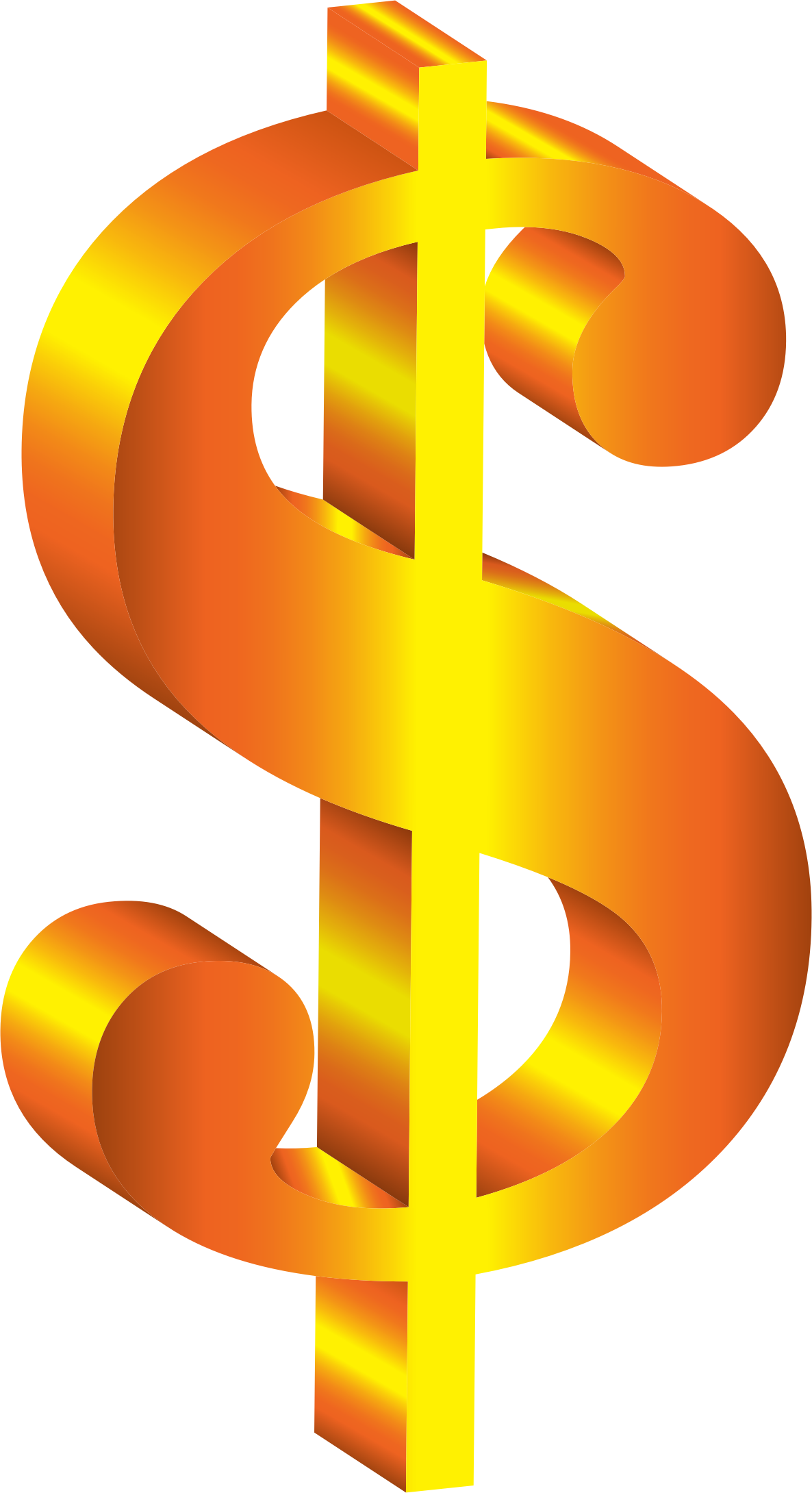 Golden 3d Dollar Sign Free - Dollar Sign Png Icon Clipart (1186x2180), Png Download