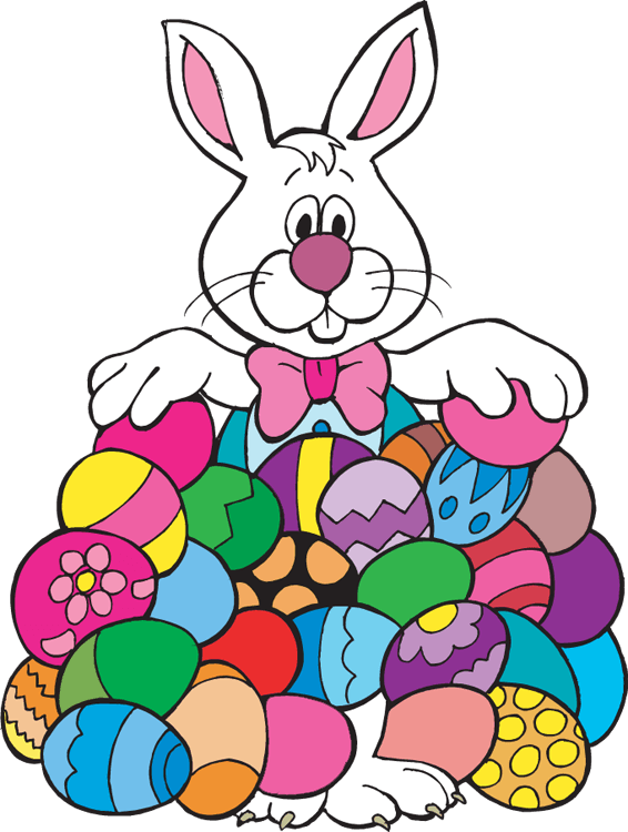 Easter Basket Bunny Clipart Png - Easter Egg And Easter Bunny Transparent Png (566x750), Png Download