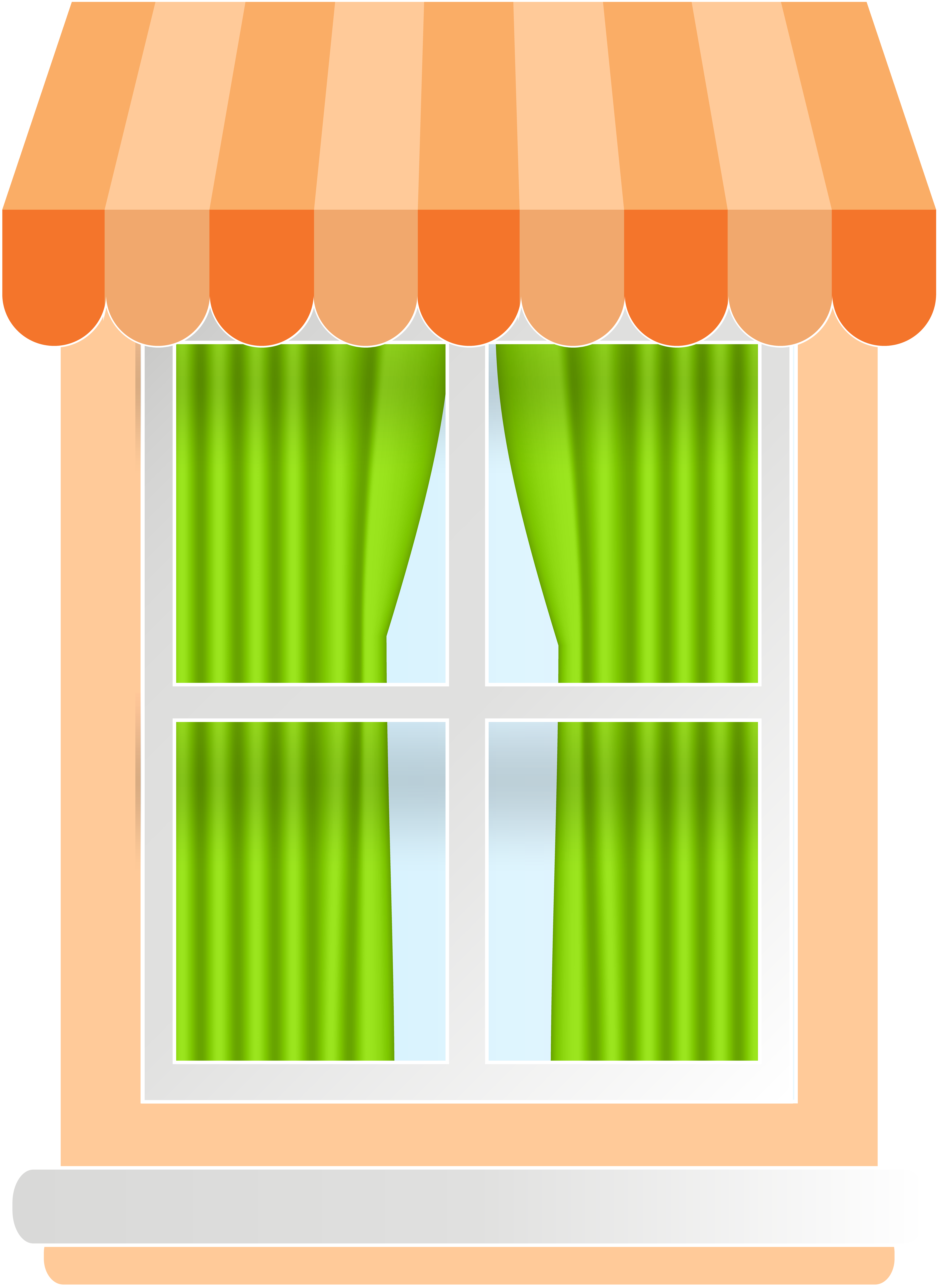 Curtains Clipart Best Quality - Orange Window Clipart - Png Download (5833x8000), Png Download