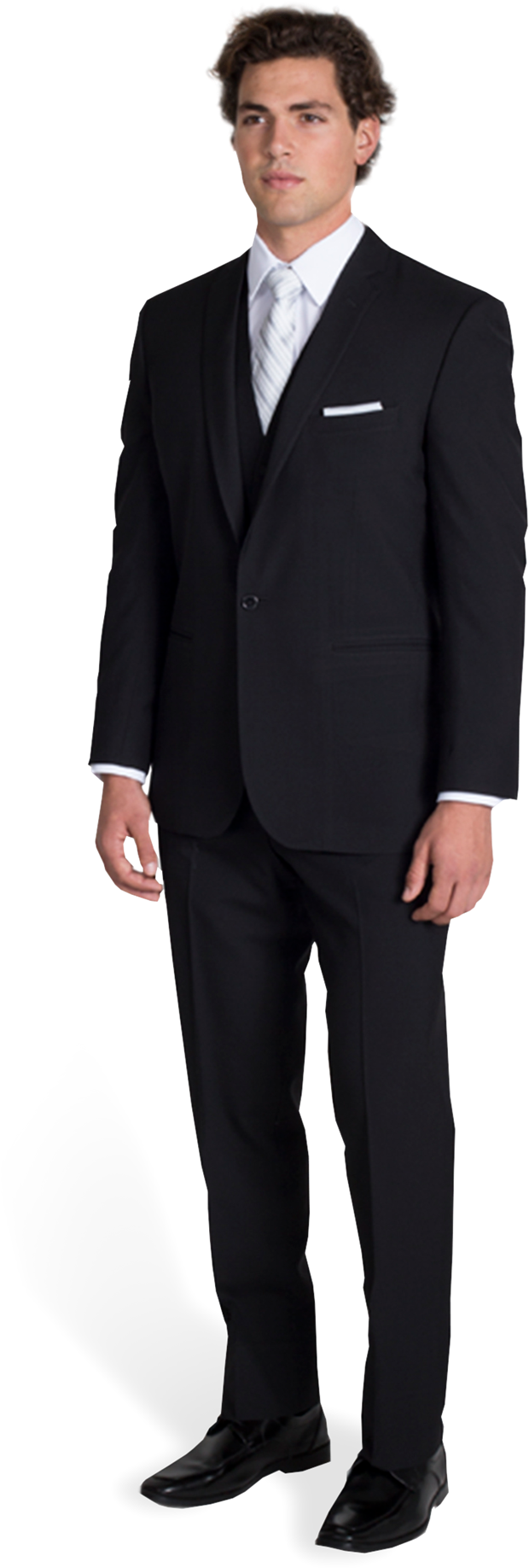 Black Valencia Suit By Savvi Online Rental - Coat And Tie Side View Clipart (1188x1980), Png Download