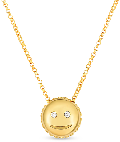 Roberto Coin Smiley Emoji Pendant With Diamonds - Locket Clipart (800x800), Png Download