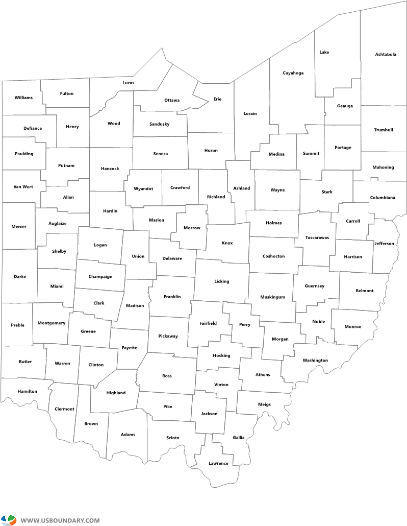 Ohio Counties Outline Map - Line Art Clipart (1584x1123), Png Download
