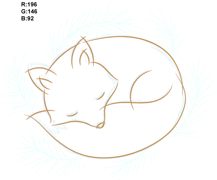 Sleeping Fox Drawing Outline - Sleeping Fox Outline Drawing Clipart (756x629), Png Download