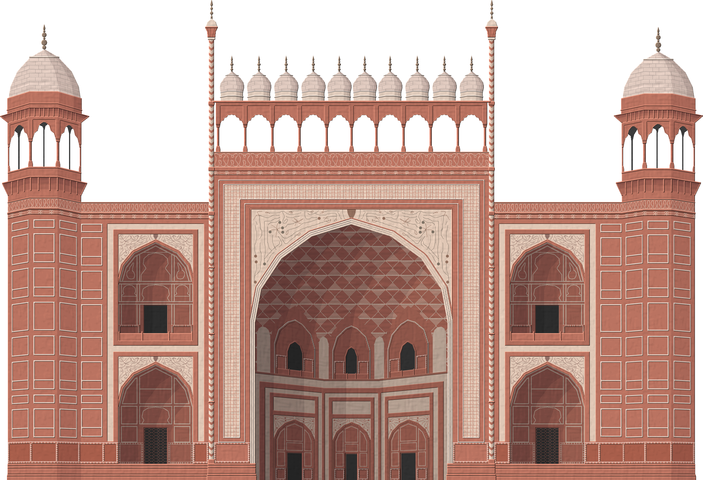 Main Gate Of Taj Mahal Clipart (2434x1664), Png Download