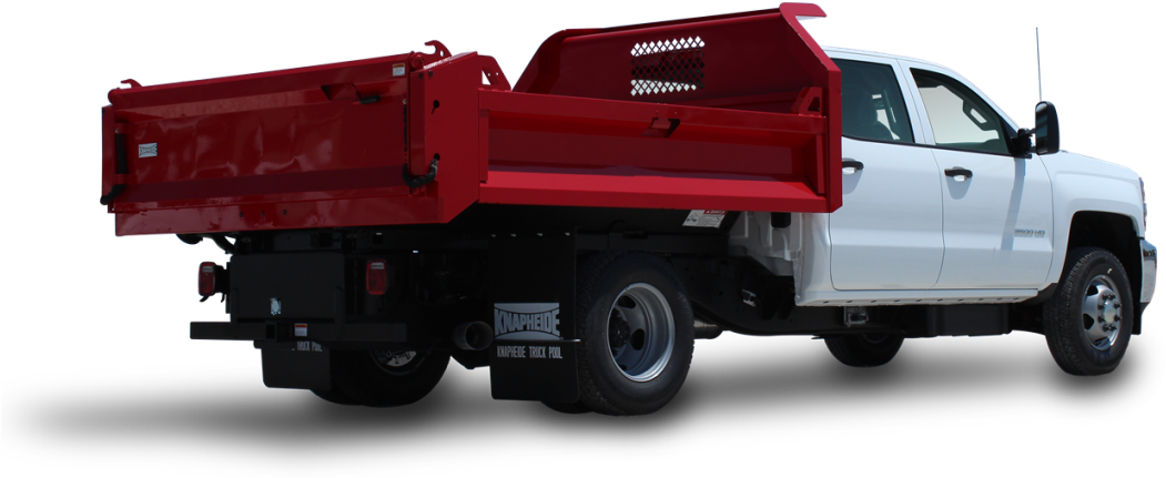 Kdbds-916a Drop Side Dump Body On A Gm - White Truck Red Dump Bed Clipart (1053x439), Png Download